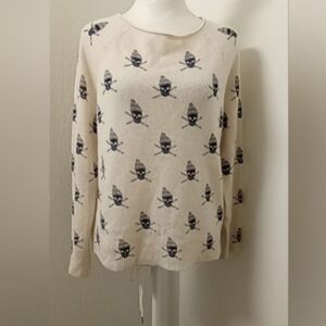 Skull Cashmere Ski Skull Print Sweater Sz S